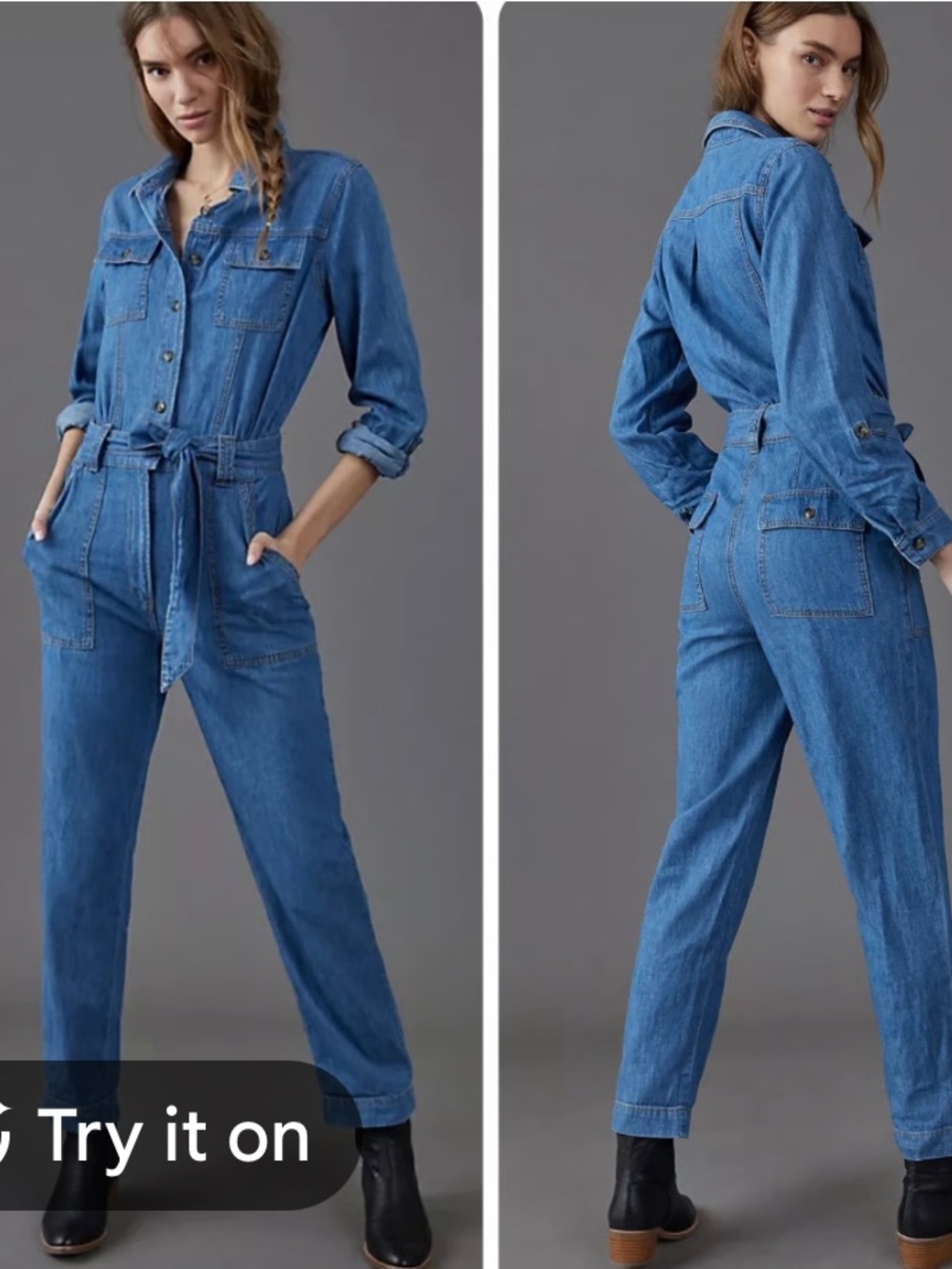 Pilcro and the Letterpress Medium Blue Denim jumpsuit